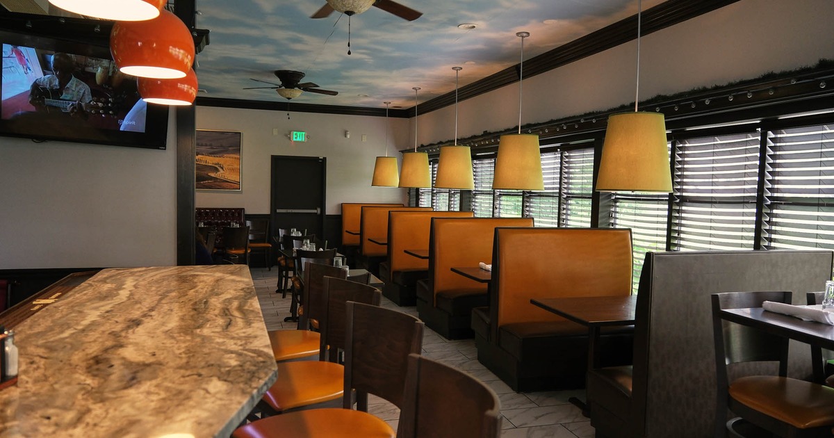 Interior, bar and booth seating area