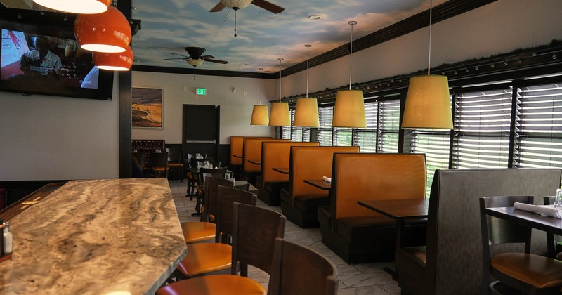 Interior, bar and booth seating area
