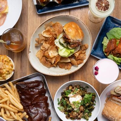 Assorted food dishes.