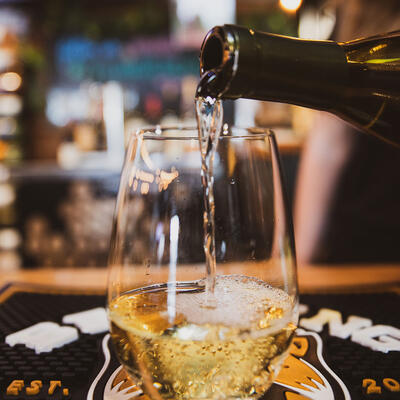 White wine in the glass.