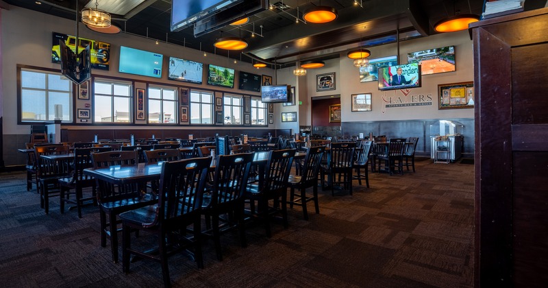 Spacious and cozy sports bar dining area