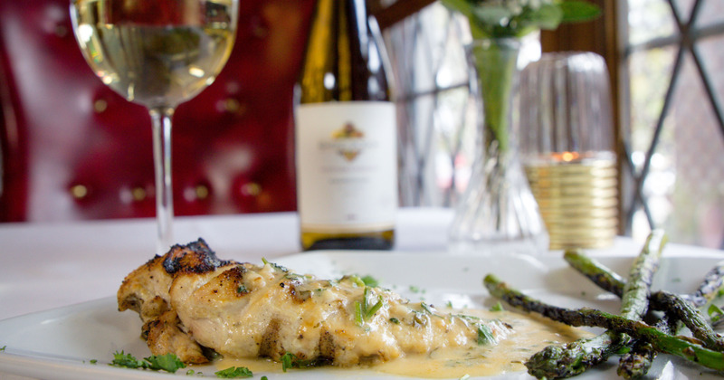 Chicken in sauce and asparagus