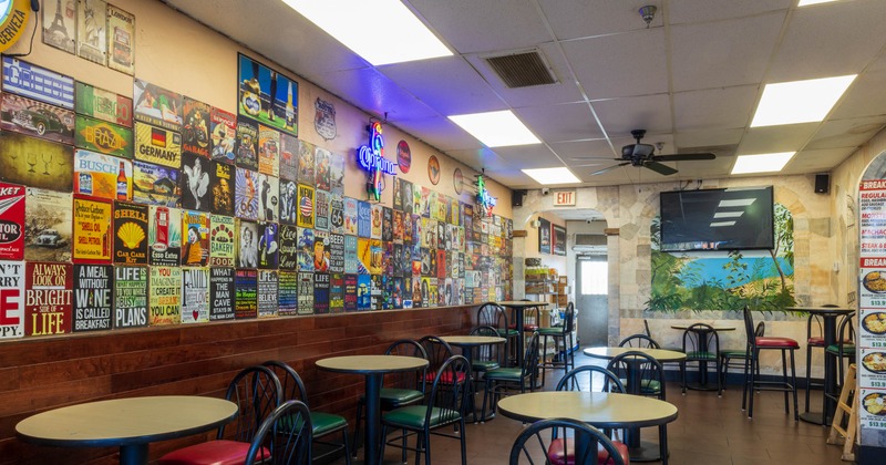 Interior, tables and chairs