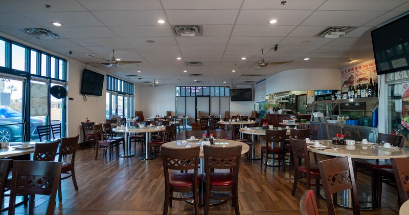 Interior, dining area ready for guests