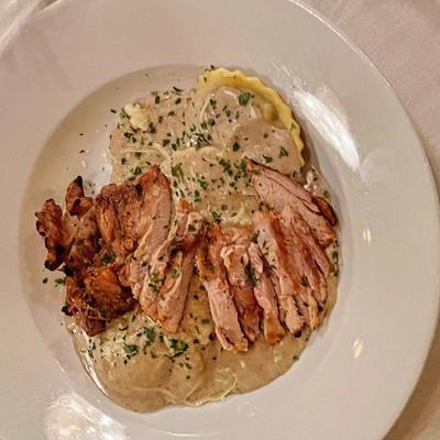 chicken and mushroom ravioli.