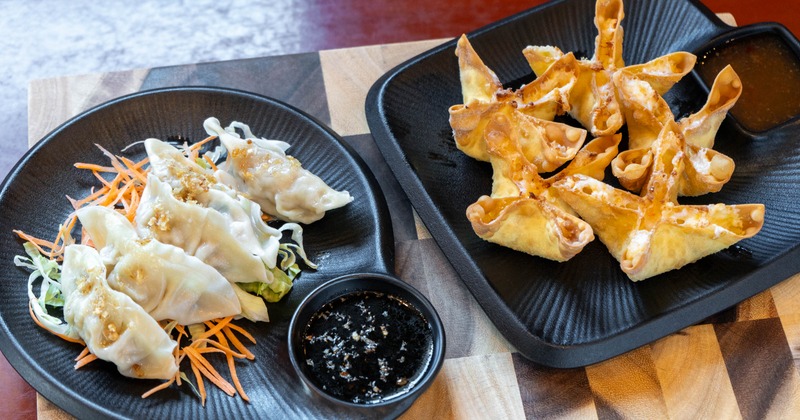 Steamed dumplings and Crab Rangoon