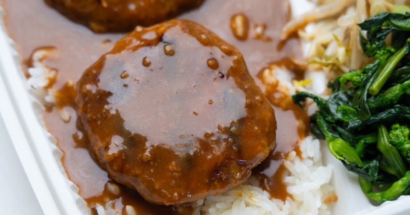Hamburger Steak plate, close up