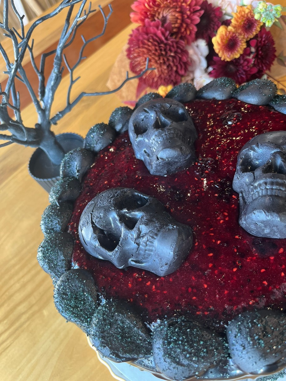 Exploring our dark side for Halloween-inspired treats, like our extra dark chocolate and blackberry cake.  Available every day while supplies last.