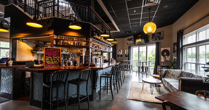 Interior, bar and seating area