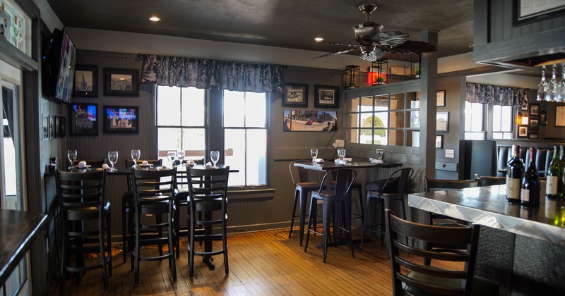 Interior, tall tables and bar stools