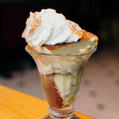 Rice cake shake topped with whipped cream