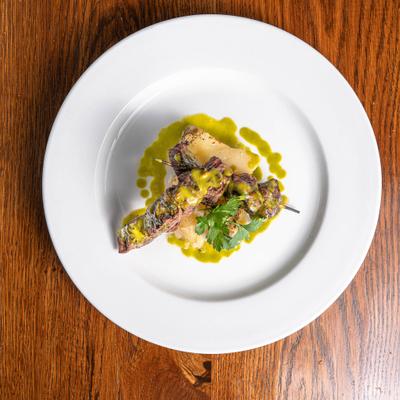 Grilled pork skewers.