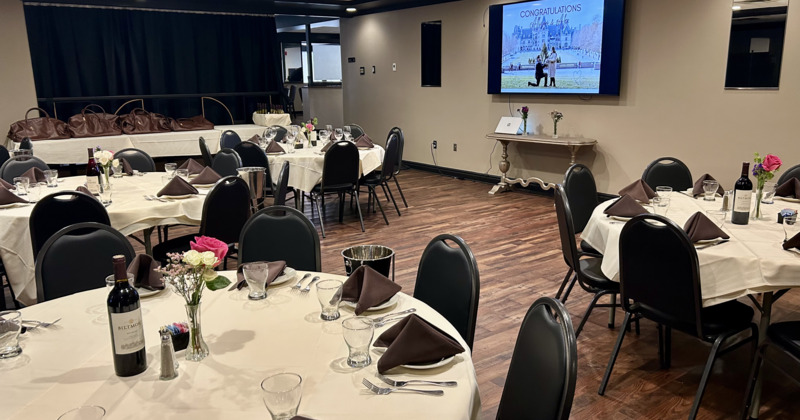 Interior, retro design, guest tables and chairs