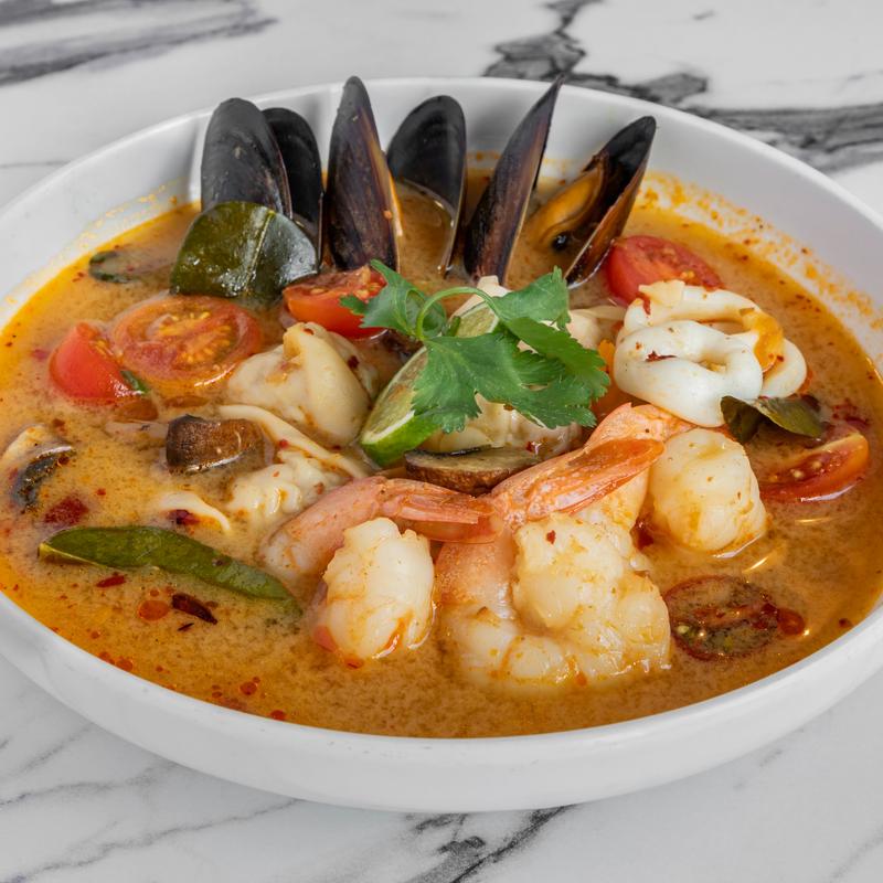 Seafood Tom Yum Wonton Soup photo