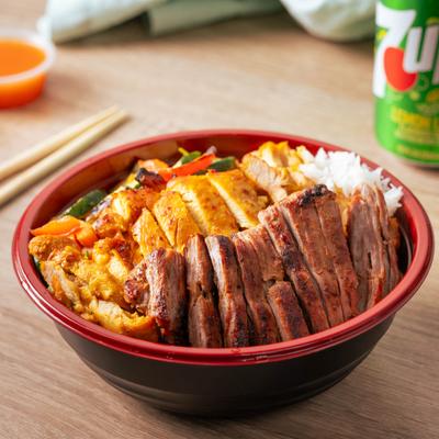 Grilled steak and chicken salad.