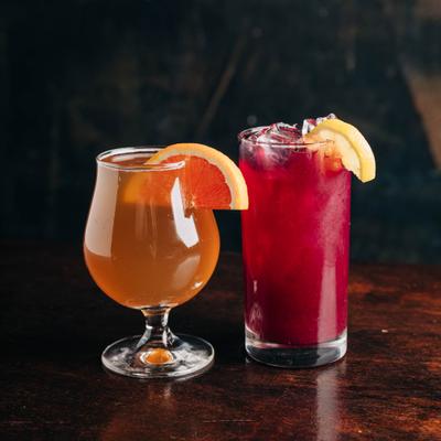 Lavender Orange Kombucha and Blueberry Limeade.