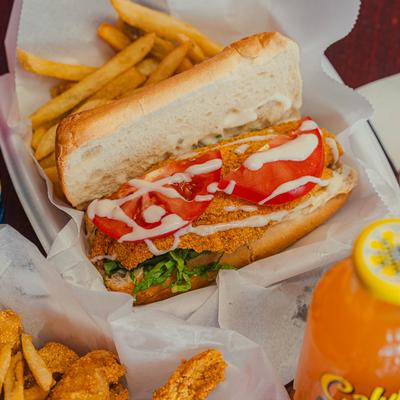Fried fish sandwich and fries.