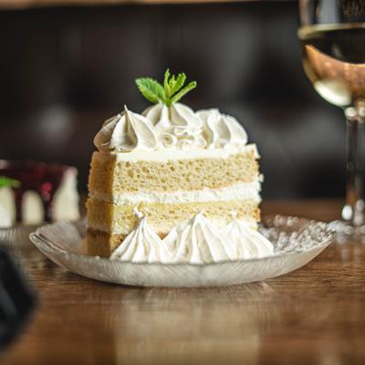 Slice of cake in the plate.