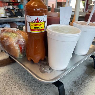 curbside tray of food ready for delivery.