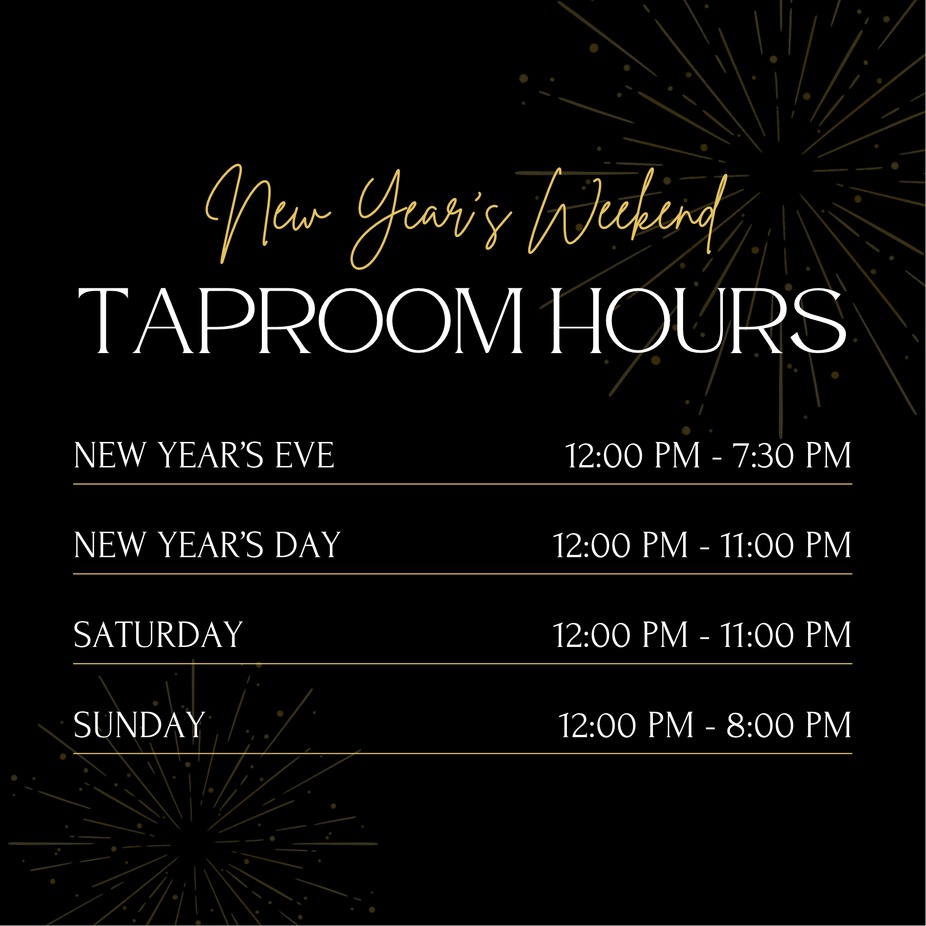 New Year's Eve Taproom Hours: 12:00-7:30 event photo