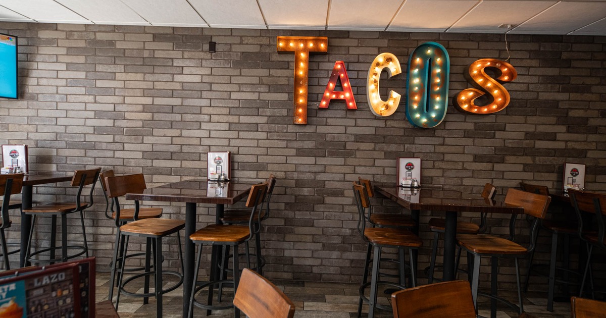 Interior, tables ready for guests