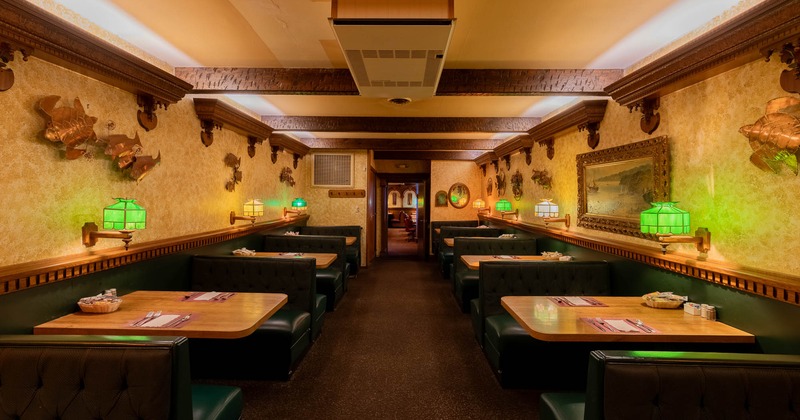 Dining space, seating booths