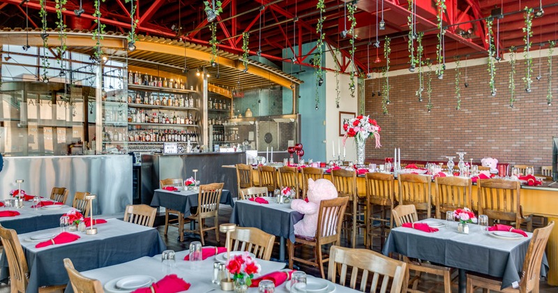Interior, romantically decorated seating area