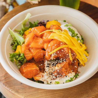 Spicy salmon poke.