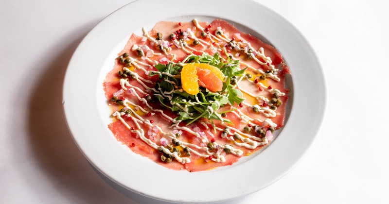 Thinly sliced ahi tuna carpaccio