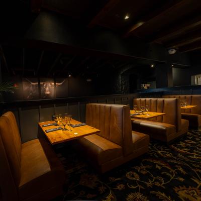 Dining area, booth tables.