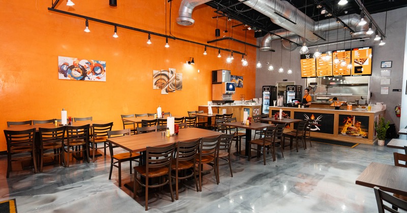 Interior, wide view of dining area