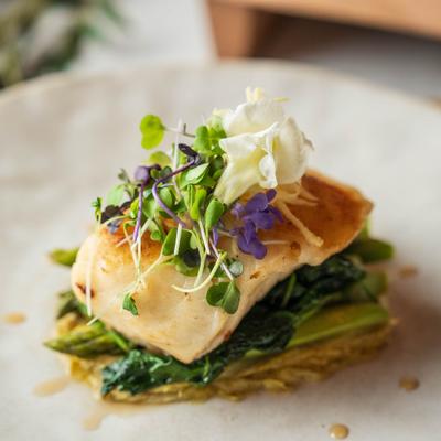 Chilean Seabass, served, closeup