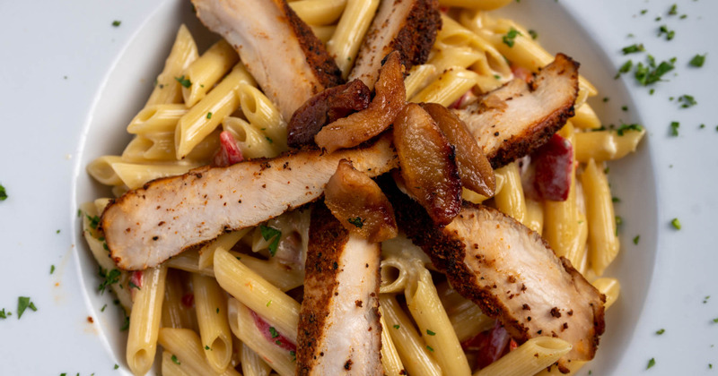 Blackened Chicken and roasted pears