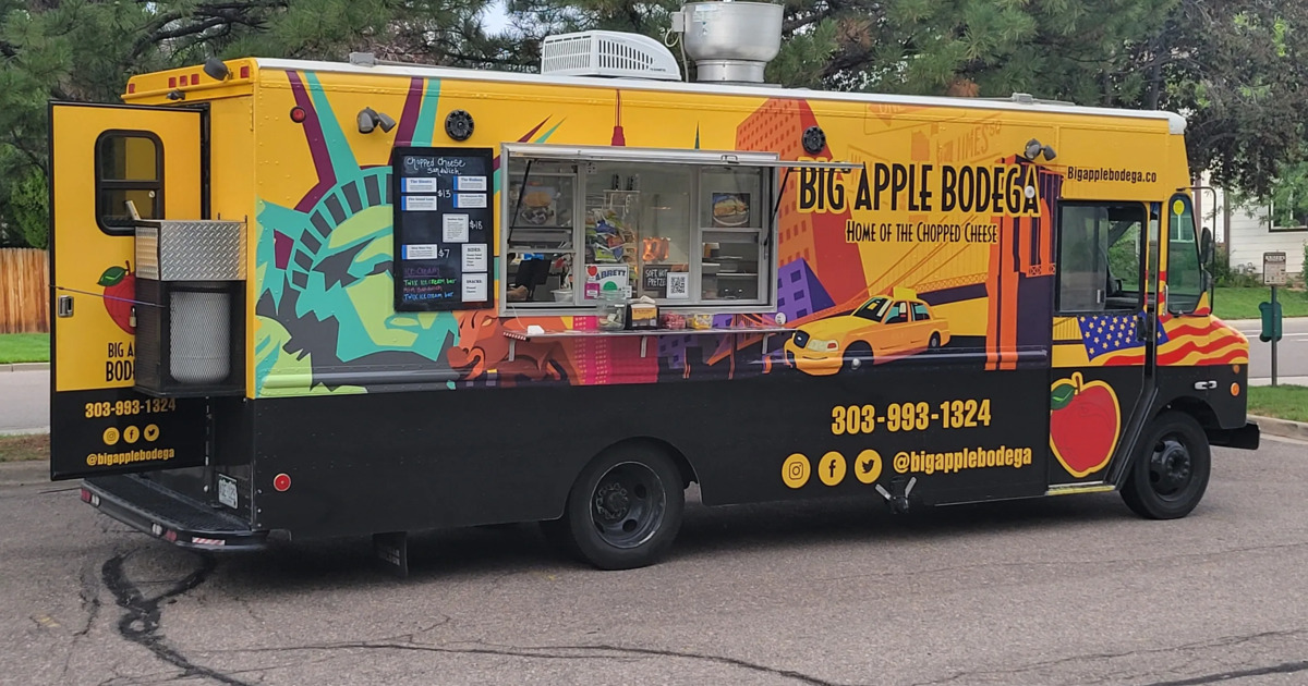 Colorful New York-themed food truck