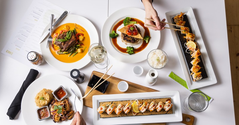 Varity of menu items served on the table