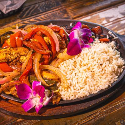 Blackened chicken fajitas.