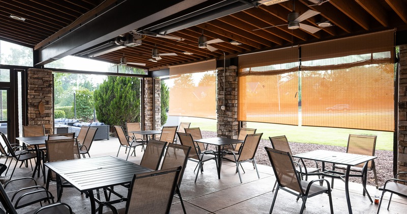 Covered patio seating area