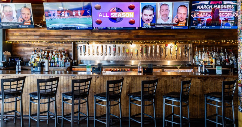 Bar area with bar stools