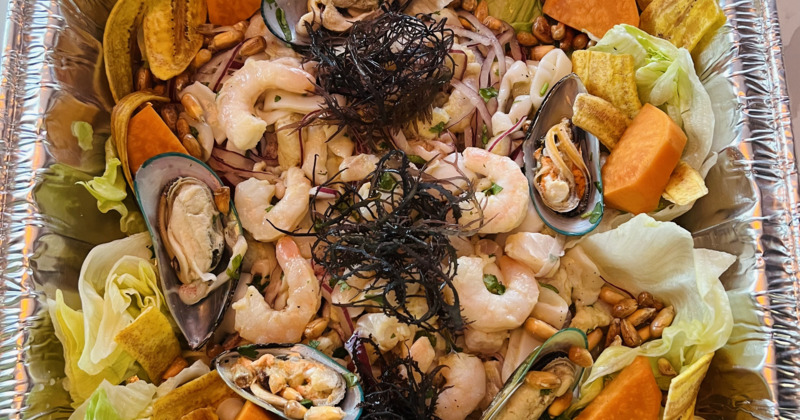 Ceviche mixto tray