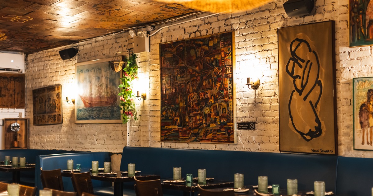 Interior, diner area, booths