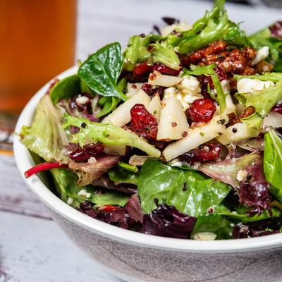 Pear salad, close up.