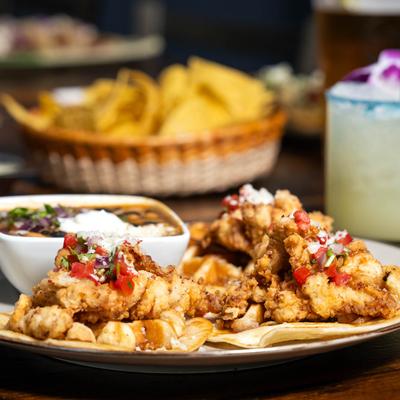 chicken & waffle tacos with our heirloom beans.