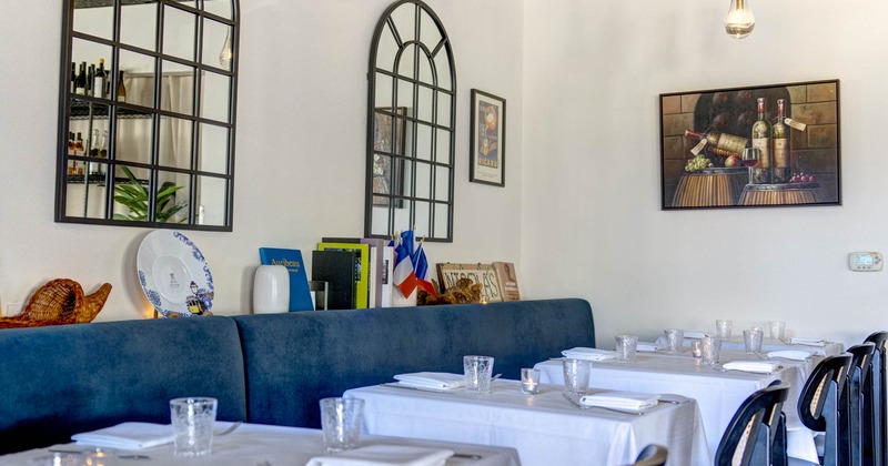 Interior, tables ready for guests