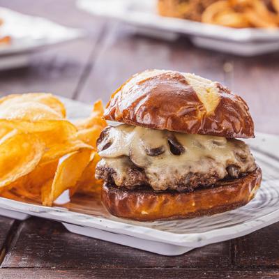 Mushroom Swiss, served