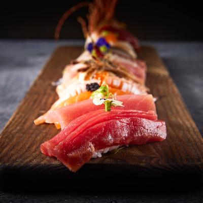 Chef's special selection of sashimi and nigiri.