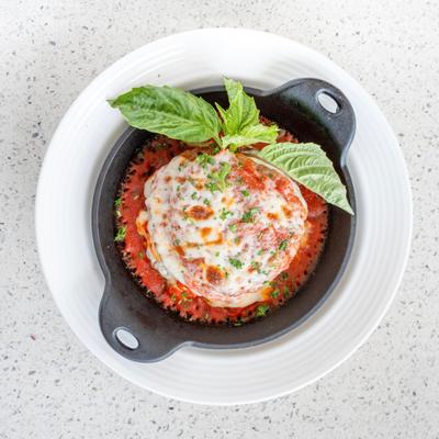 Chicken Parm Dinner, top view.