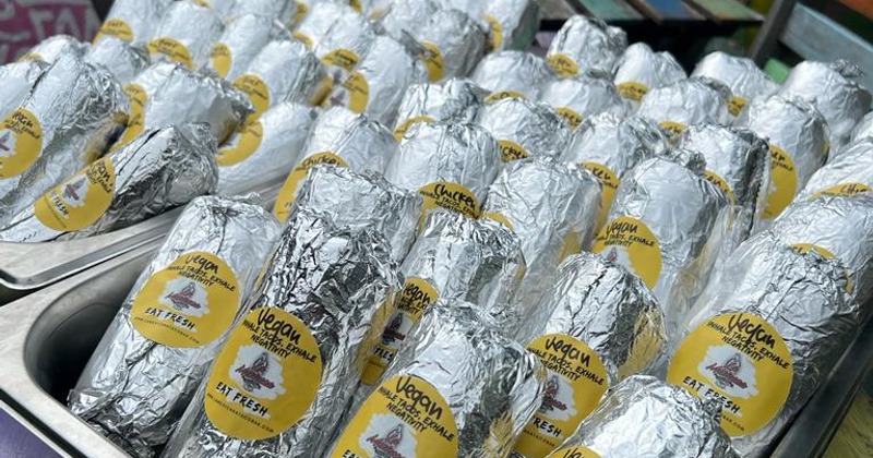 Burritos wrapped in tin foil