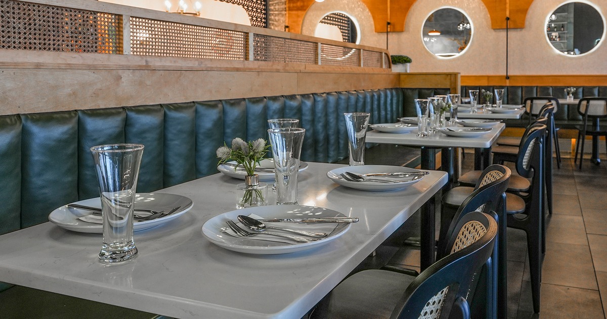 Set dining tables, close up