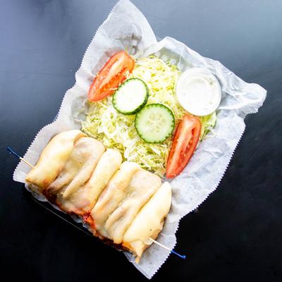 Meatball hoagie, top view.