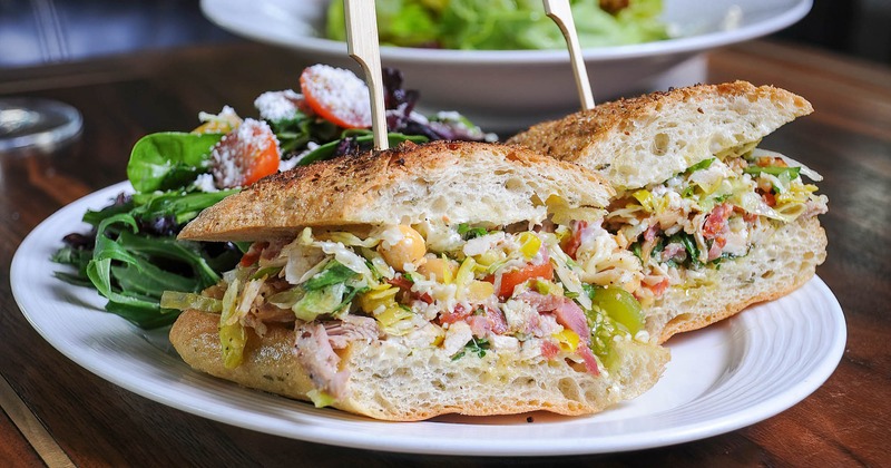 Italian sandwich, with salad on the side